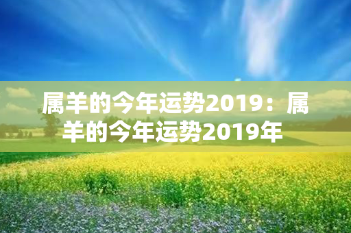 属羊的今年运势2019：属羊的今年运势2019年 