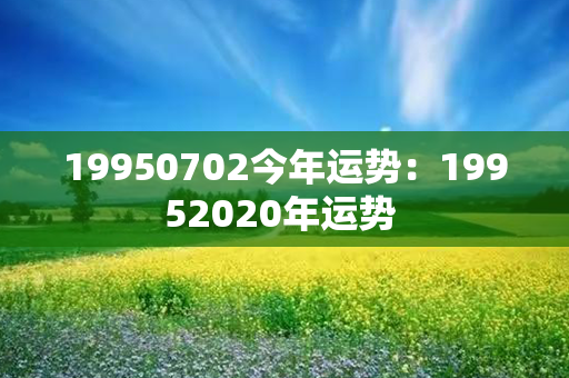 19950702今年运势：19952020年运势 