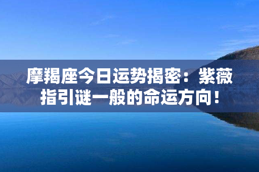 摩羯座今日运势揭密：紫薇指引谜一般的命运方向！