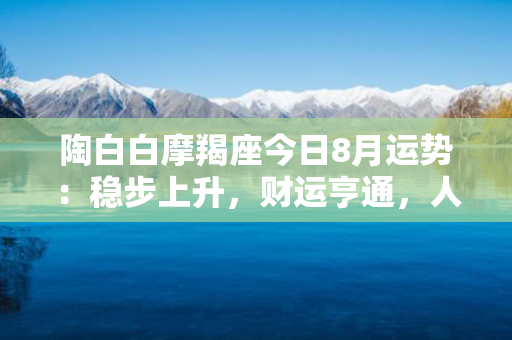 陶白白摩羯座今日8月运势：稳步上升，财运亨通，人际关系顺利，适宜投资经营。