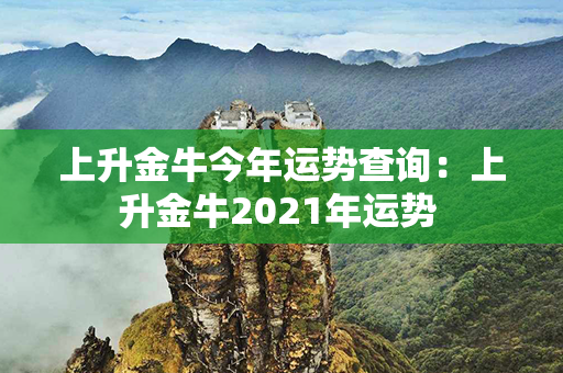 上升金牛今年运势查询：上升金牛2021年运势 