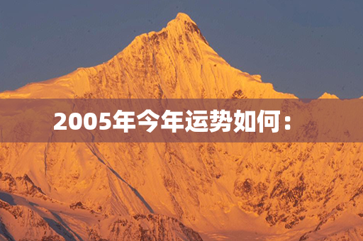 2005年今年运势如何： 