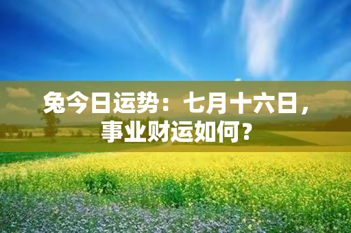 兔今日运势：七月十六日，事业财运如何？