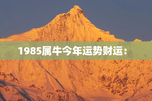 1985属牛今年运势财运： 