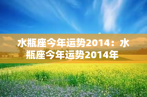 水瓶座今年运势2014：水瓶座今年运势2014年 