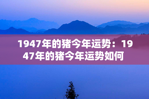 1947年的猪今年运势：1947年的猪今年运势如何 