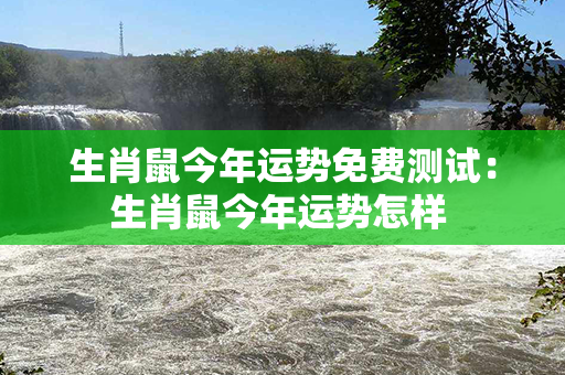 生肖鼠今年运势免费测试：生肖鼠今年运势怎样 