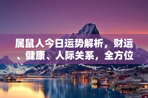 属鼠人今日运势解析，财运、健康、人际关系，全方位分析达人专属指南