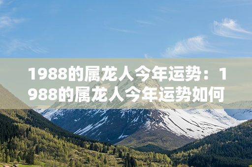 1988的属龙人今年运势：1988的属龙人今年运势如何 