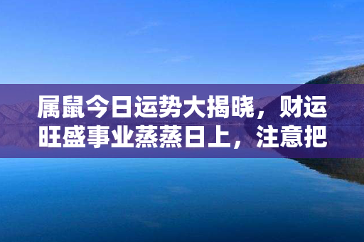 属鼠今日运势大揭晓，财运旺盛事业蒸蒸日上，注意把握良机。