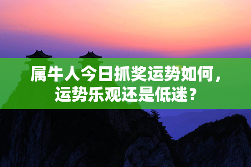 属牛人今日抓奖运势如何，运势乐观还是低迷？