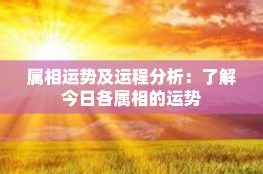 属相运势及运程分析：了解今日各属相的运势