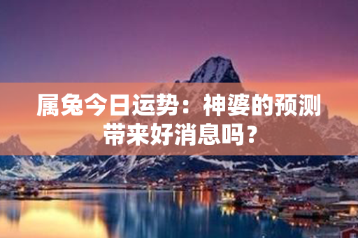 属兔今日运势：神婆的预测带来好消息吗？