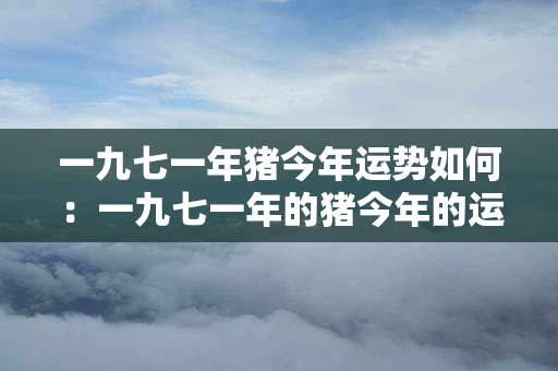 一九七一年猪今年运势如何：一九七一年的猪今年的运势 