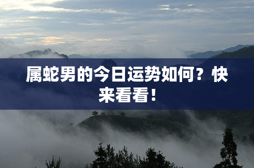 属蛇男的今日运势如何？快来看看！