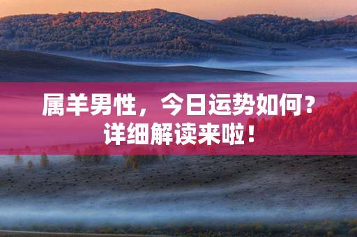 属羊男性，今日运势如何？详细解读来啦！