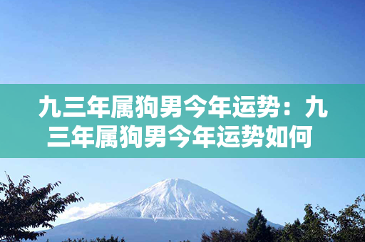 九三年属狗男今年运势：九三年属狗男今年运势如何 