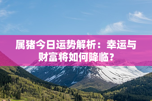 属猪今日运势解析：幸运与财富将如何降临？