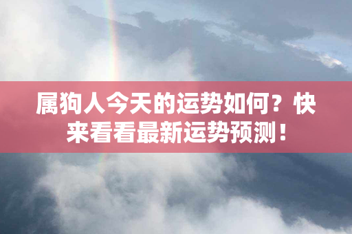 属狗人今天的运势如何？快来看看最新运势预测！