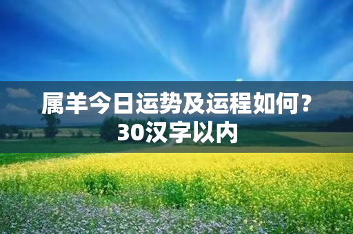 属羊今日运势及运程如何？30汉字以内