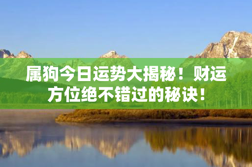 属狗今日运势大揭秘！财运方位绝不错过的秘诀！