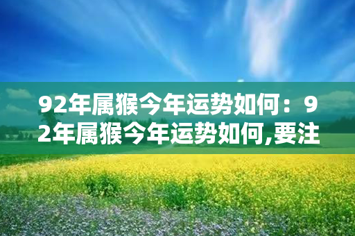 92年属猴今年运势如何：92年属猴今年运势如何,要注意什么 