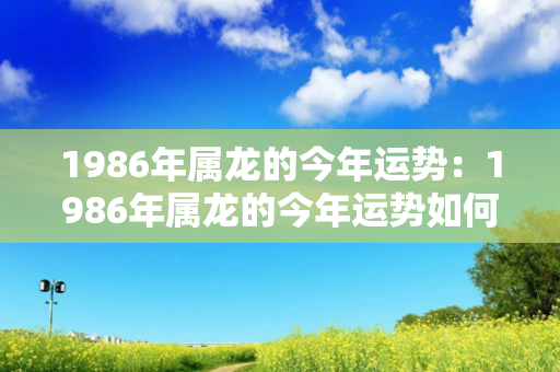 1986年属龙的今年运势：1986年属龙的今年运势如何 