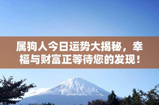 属狗人今日运势大揭秘，幸福与财富正等待您的发现！