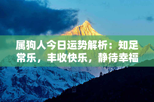 属狗人今日运势解析：知足常乐，丰收快乐，静待幸福暖流涌。