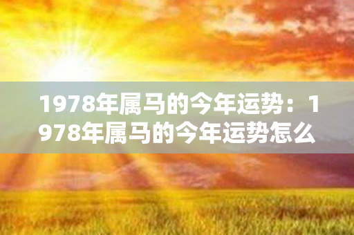 1978年属马的今年运势：1978年属马的今年运势怎么样 