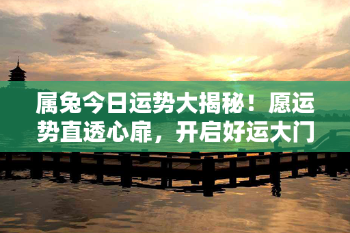 属兔今日运势大揭秘！愿运势直透心扉，开启好运大门！