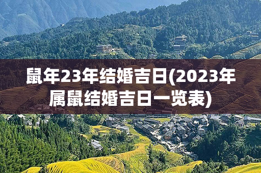 鼠年23年结婚吉日(2023年属鼠结婚吉日一览表)