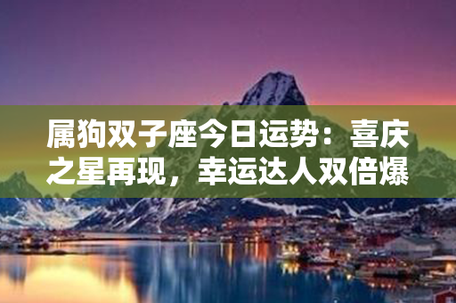 属狗双子座今日运势：喜庆之星再现，幸运达人双倍爆发！