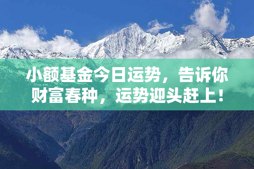 小额基金今日运势，告诉你财富春种，运势迎头赶上！