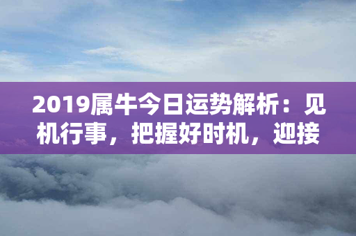 2019属牛今日运势解析：见机行事，把握好时机，迎接财富和好运的到来！