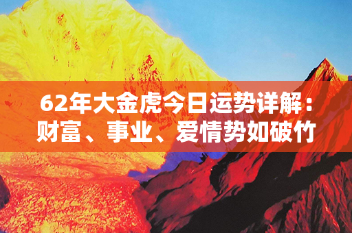 62年大金虎今日运势详解：财富、事业、爱情势如破竹，如何把握机遇乘风破浪？！