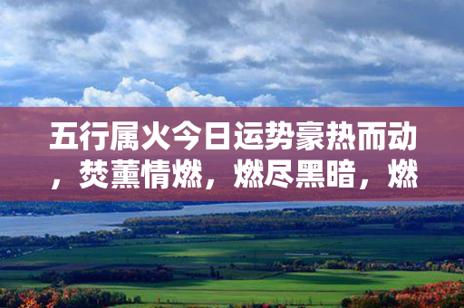 五行属火今日运势豪热而动，焚薰情燃，燃尽黑暗，燃起希望！