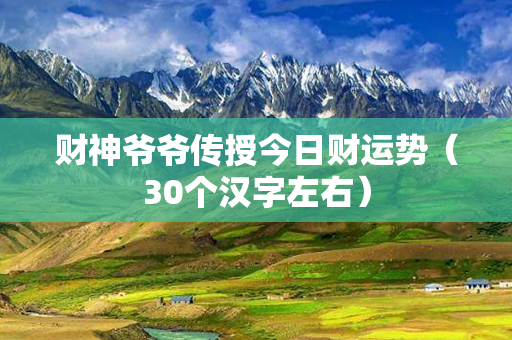 财神爷爷传授今日财运势（30个汉字左右）