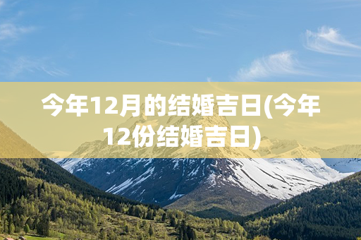 今年12月的结婚吉日(今年12份结婚吉日)