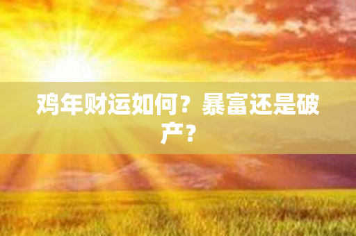 鸡年财运如何？暴富还是破产？