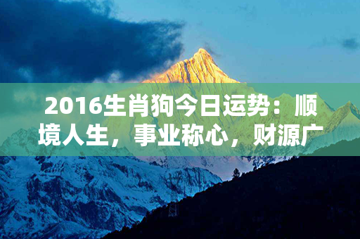 2016生肖狗今日运势：顺境人生，事业称心，财源广进