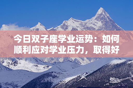 今日双子座学业运势：如何顺利应对学业压力，取得好成绩