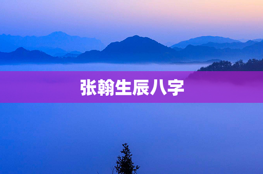 张翰生辰八字