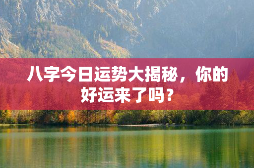 八字今日运势大揭秘，你的好运来了吗？