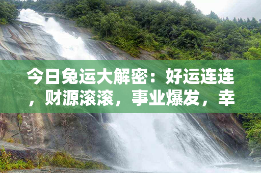 今日兔运大解密：好运连连，财源滚滚，事业爆发，幸福如影随形！