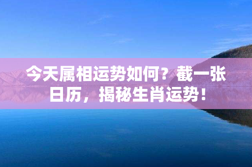 今天属相运势如何？截一张日历，揭秘生肖运势！