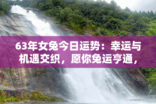 63年女兔今日运势：幸运与机遇交织，愿你兔运亨通，步步高升！