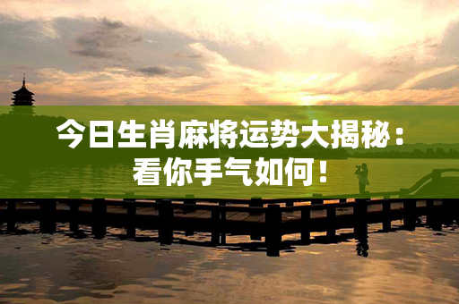 今日生肖麻将运势大揭秘：看你手气如何！