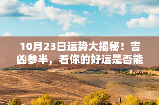 10月23日运势大揭秘！吉凶参半，看你的好运是否能照耀全日！