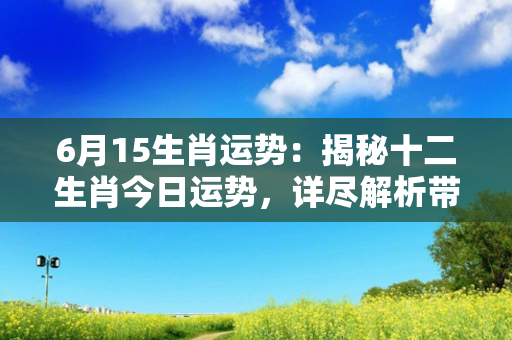 6月15生肖运势：揭秘十二生肖今日运势，详尽解析带来好运的秘诀！